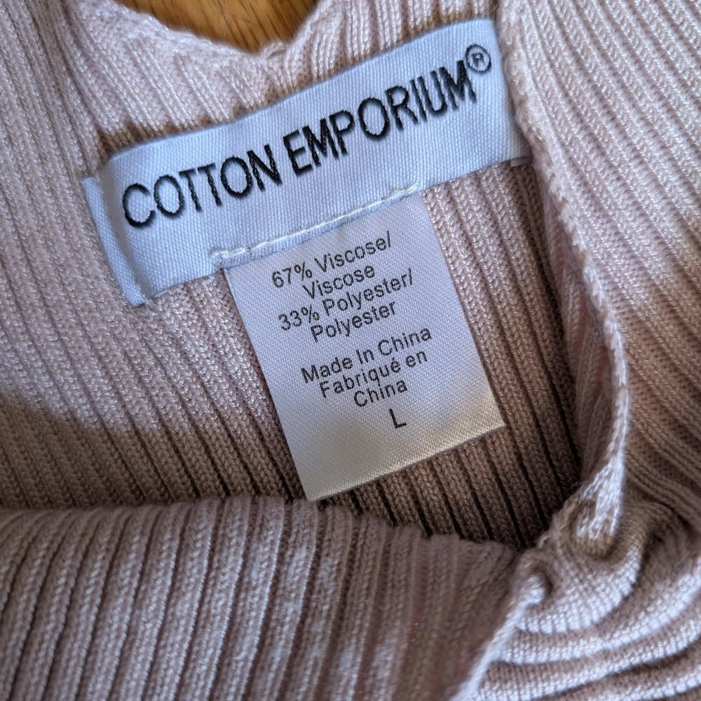 Cotton Emporium Light Pink Ribbed Tank Top Large - Picture 5 of 7